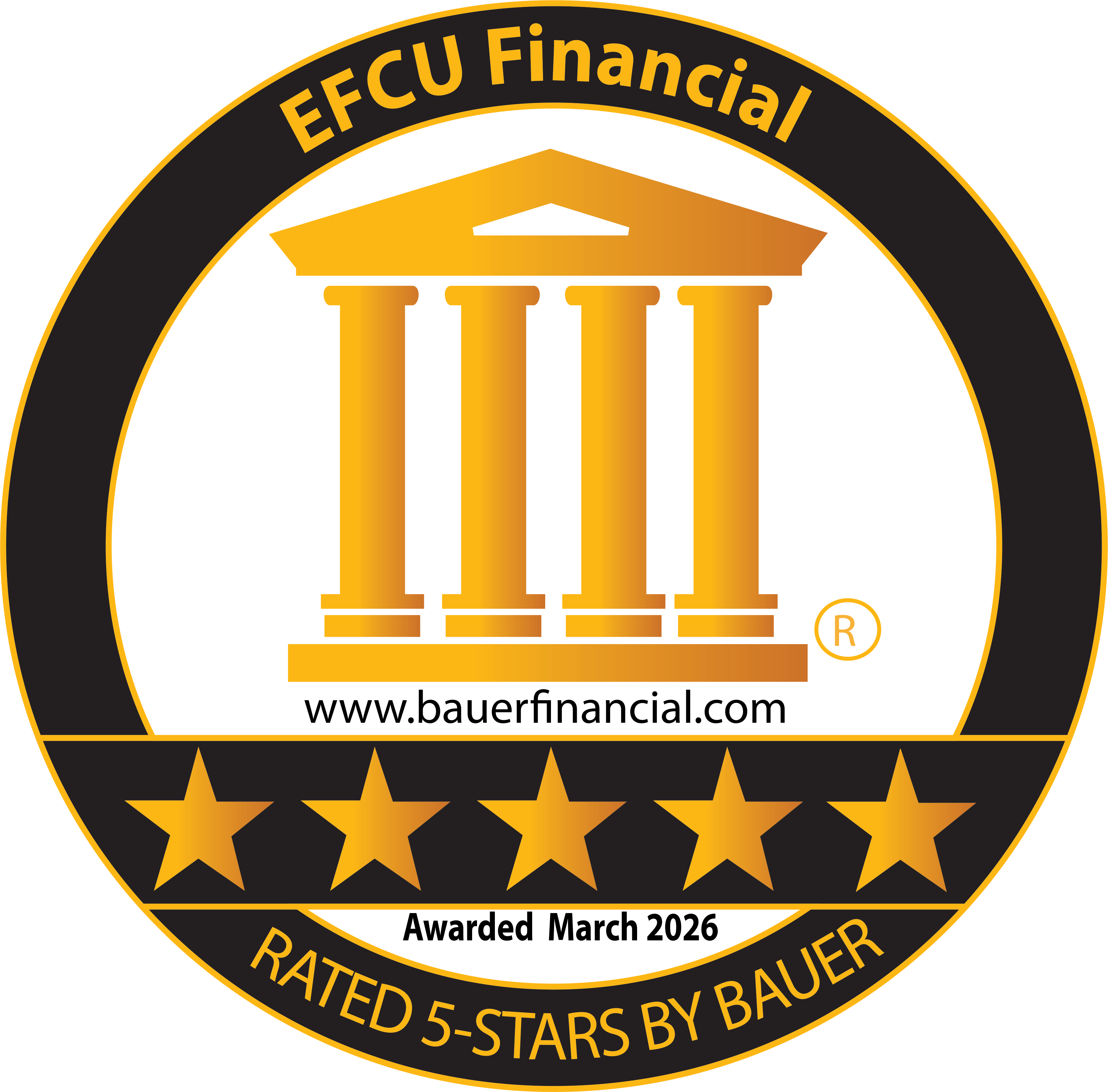 efcu financial rated 5 stars by bauer