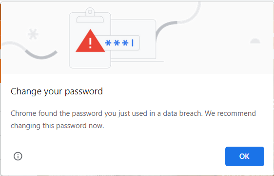 illustration of Chrome browser password warning