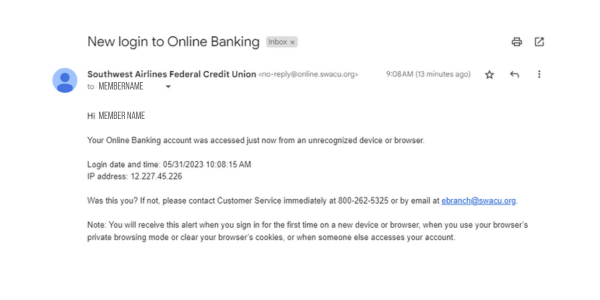 Online Banking Email for Theme 5