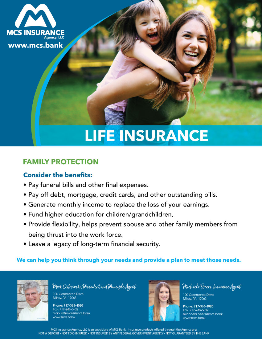 Life Insurance MCS Bank Lewistown, Huntingdon, Middleburg, State