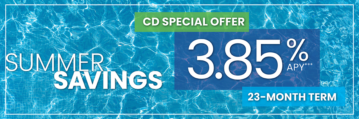 CD Special offer from Blue Ridge Bank. 3.85% APY for a 23-month term. Ask us for complete details