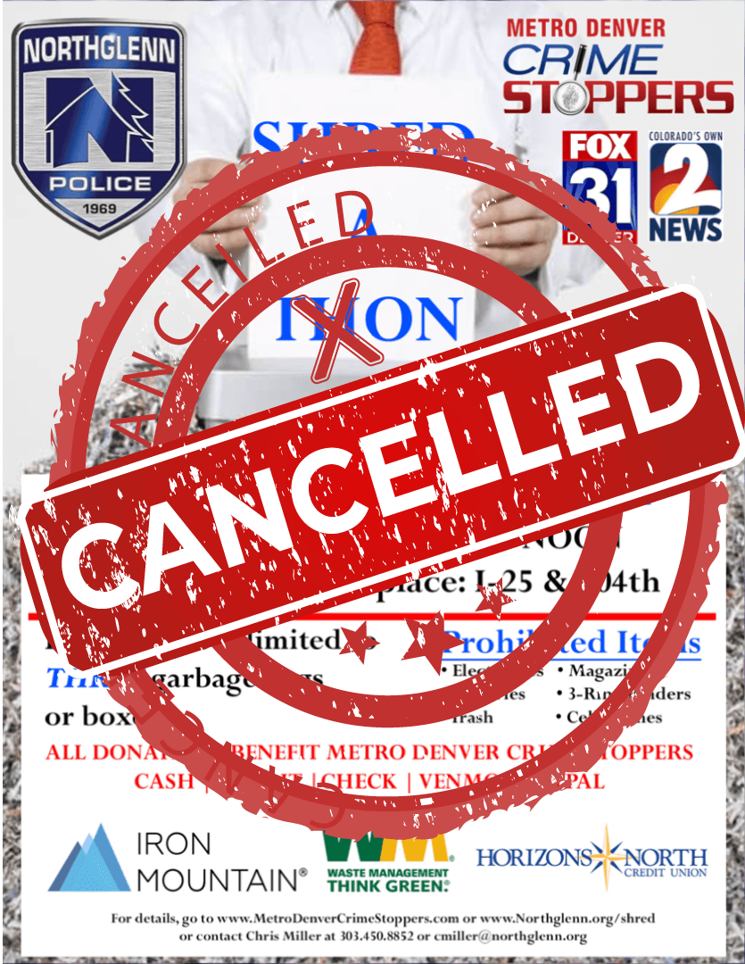 Event Cancelled - HNCU Shred Flyer 8-17-2024 call 303-451-1146 for more info.