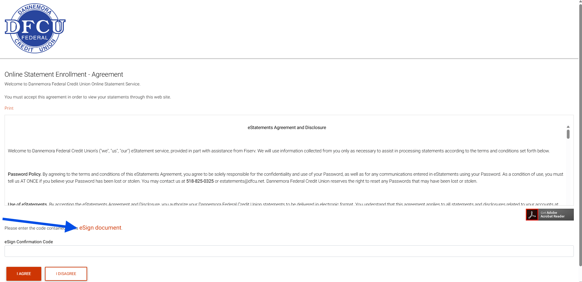 Estatement screenshot