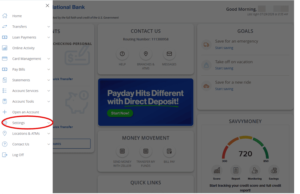 Online Banking - Spanish Step 1