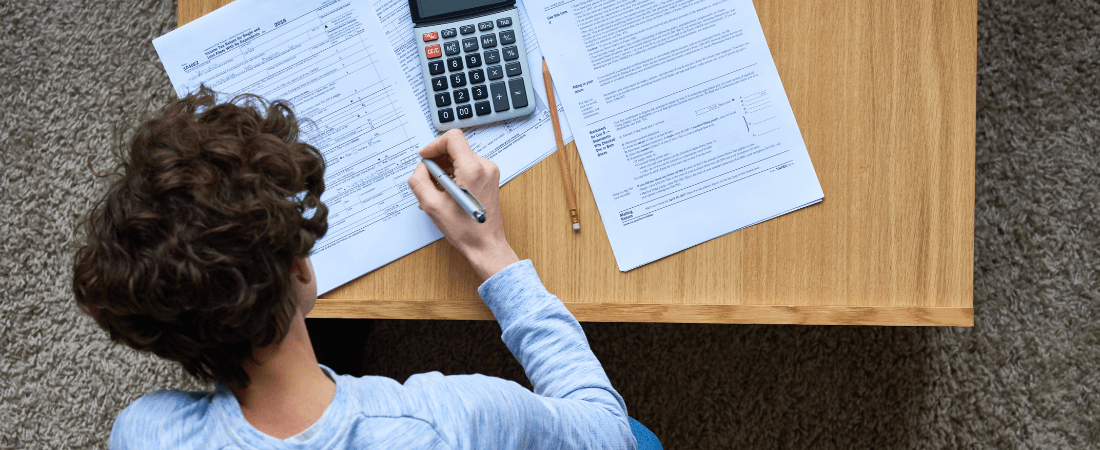 A woman doing her taxes