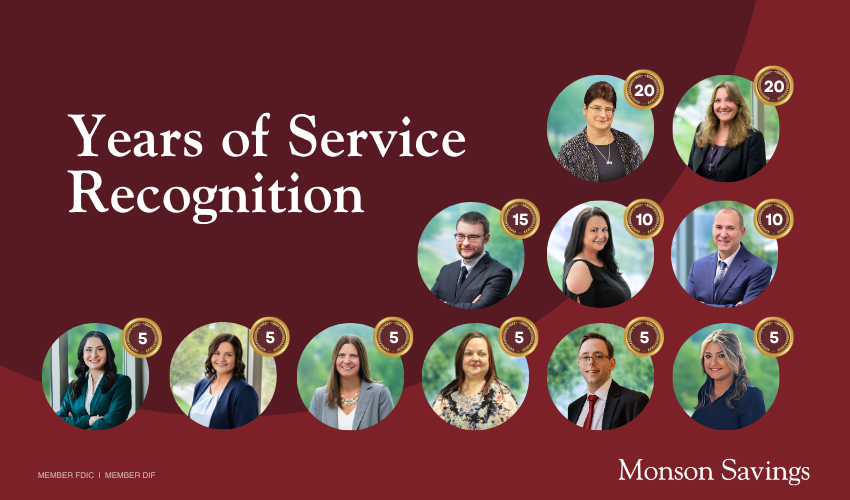 Monson Savings Bank Celebrates Employee Milestones with Years of Service Recognition
