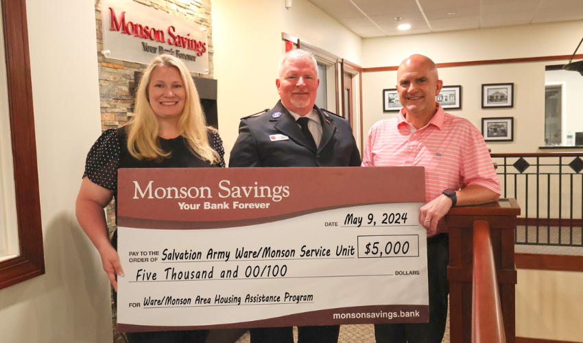 Monson Savings Bank Supports Ware/Monson Area Salvation Army Housing Assistance Program with $5,000 Donation Monson Savings Bank Supports Ware/Monson Area Salvation Army Housing Assistance Program with $5,000 Donation