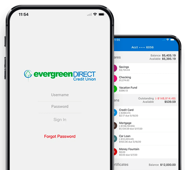 Mobile banking screenshot
