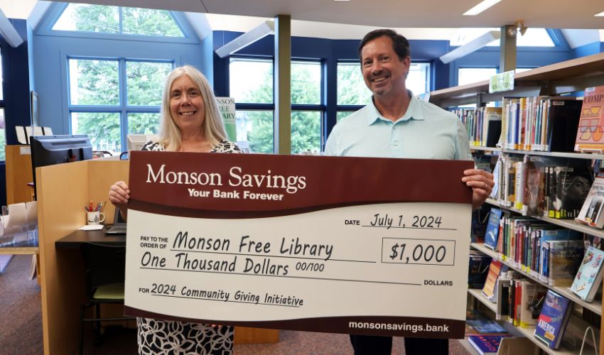 Monson Savings Bank Donates $1,000 to the Monson Free Library