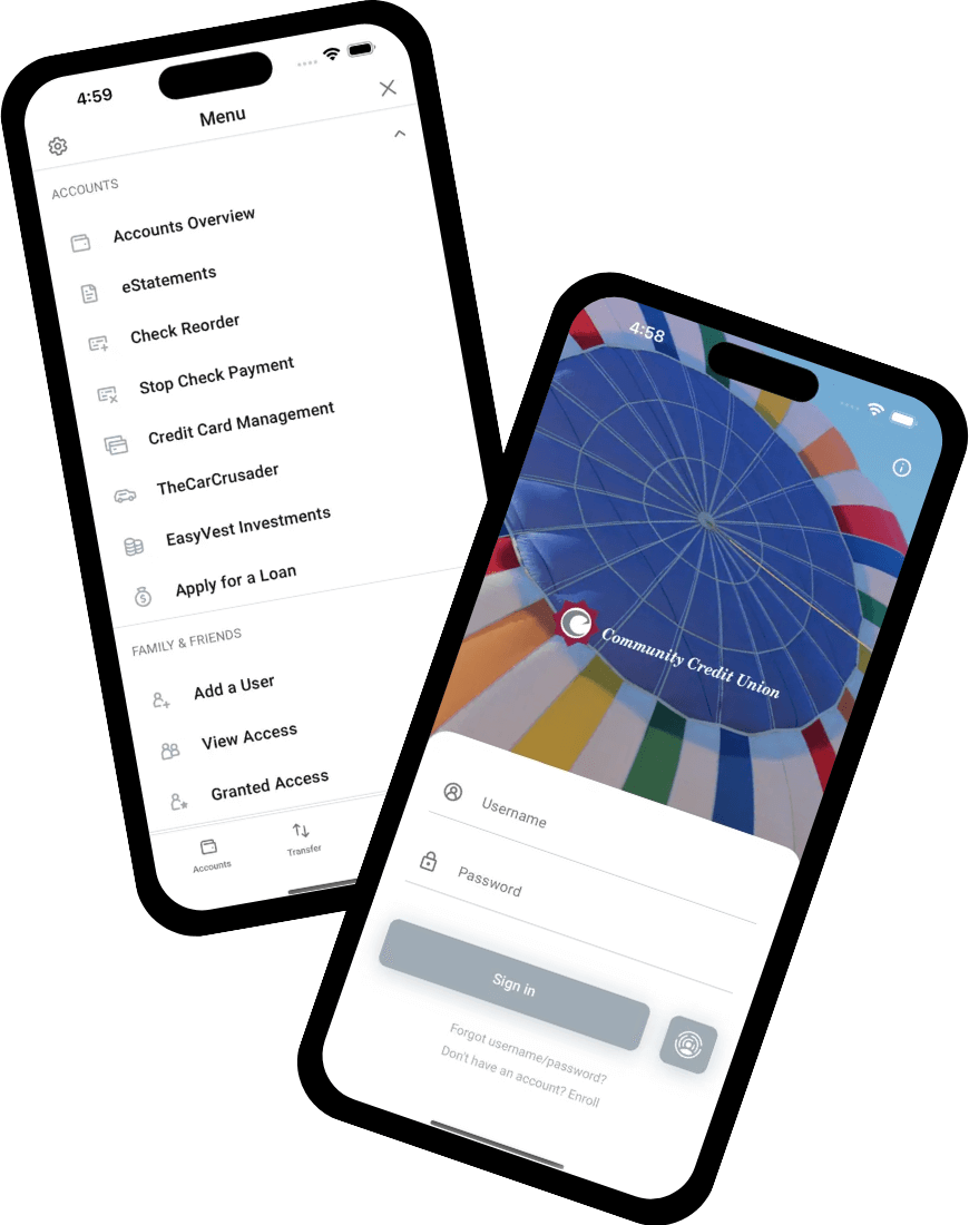 Mobile banking screenshot