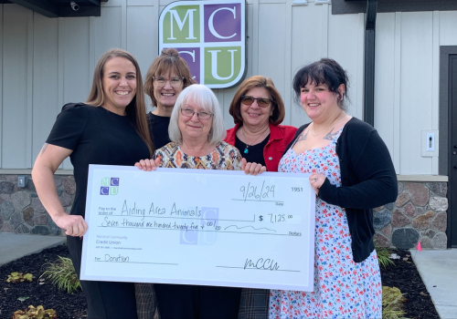 MCCU Donates $7,125 to Aiding Area Animals, Supporting Local Rescue Efforts