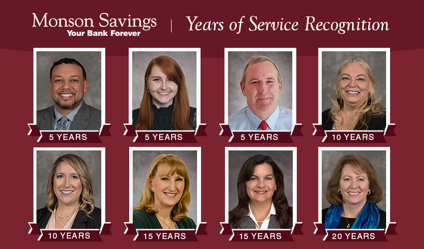 Monson Savings Bank Recognizes Employees for Years of Service
