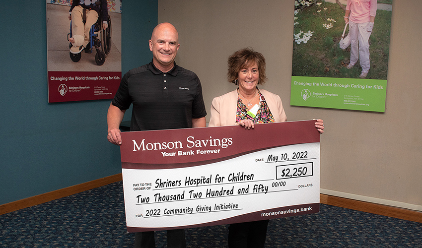 Monson Savings Bank Donates $2,250 to the Springfield Shriners Hospital for Children