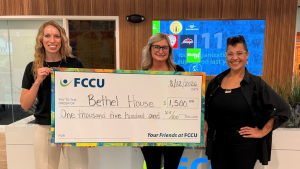 FCCU Donates $1,500 to Support Bethel House’s 7th Home Project