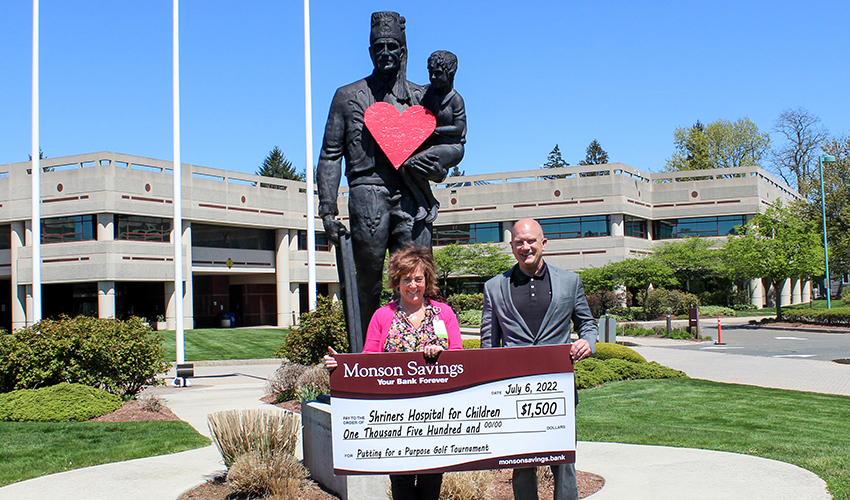 Monson Savings Bank Donates $1,500 to Shriners Putting for a Purpose Mini Golf Event