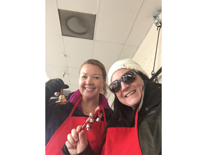 Crystal Thoennes & Clair Skelly Ringing Bells for the Salvation Army 2016