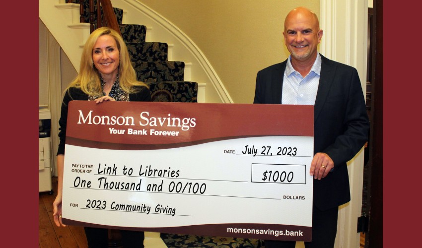 Monson Savings Bank Provides a $1,000 Donation to Link to Libraries