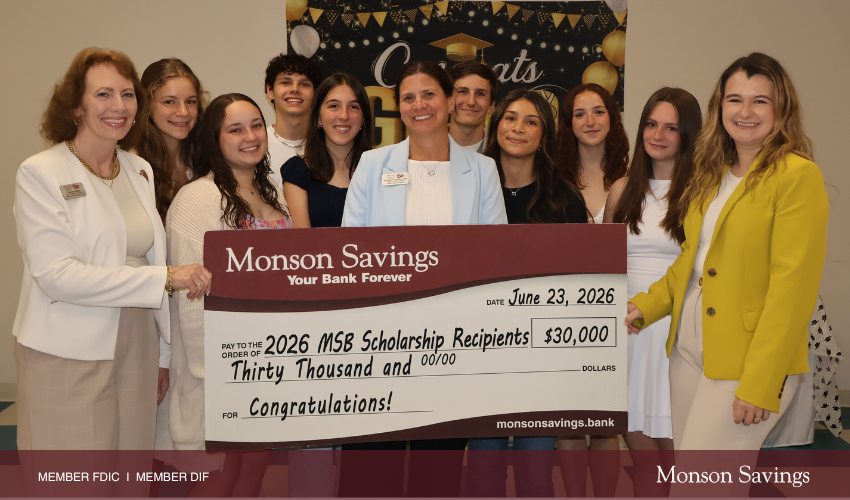 Monson Savings Bank Awards $30,000 in Scholarships to Local High School Graduates