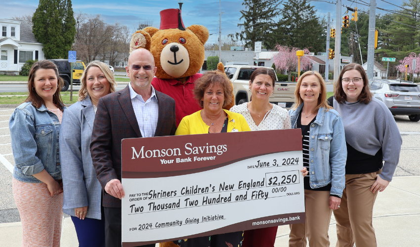 Monson Savings Bank Donates $2,250 to Shriners Children's New England