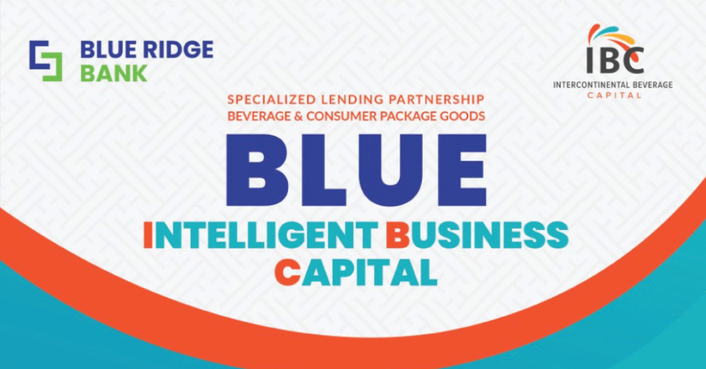 Blue Ridge Bank Taps IBC To Offer Growth Capital to Beverage and CPG Companies with "Blue-Intelligent Business Capital"