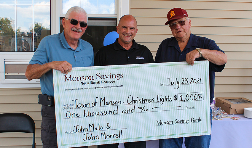 MSB Donates $1,000 to Monson's Christmas Lights, Honoring John Malo & John Morrell