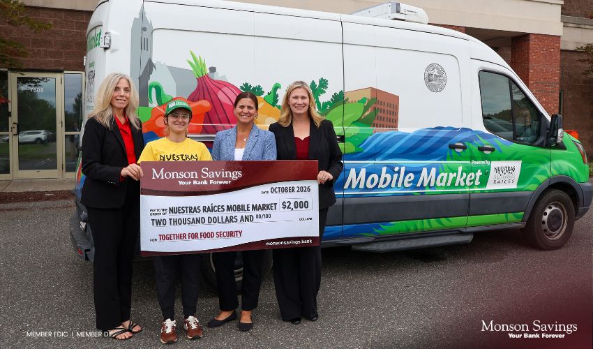 Monson Savings Bank Donates $2,000 to Nuestras Raíces Mobile Market to Support Fresh Food Accessibility
