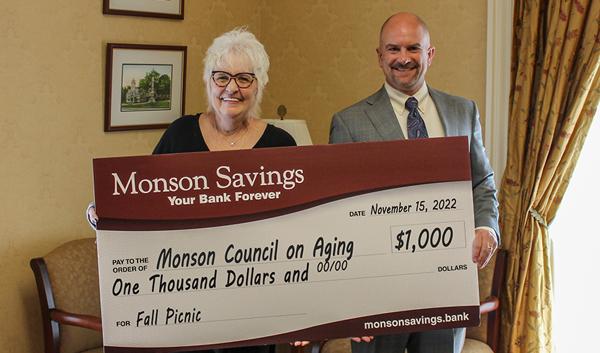 Monson Savings Bank Presents 1,000 Donation to Monson Council on Aging