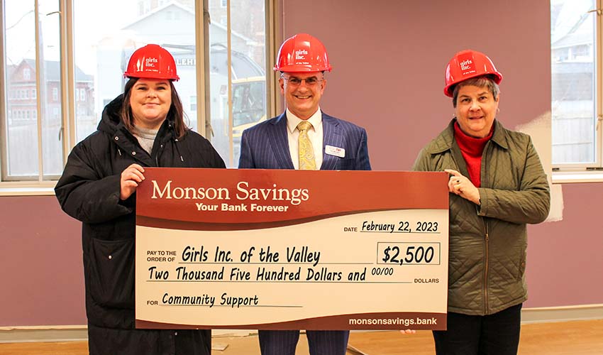 Monson Savings Bank Presents $2,500 Donation to Girls Inc. of the Valley