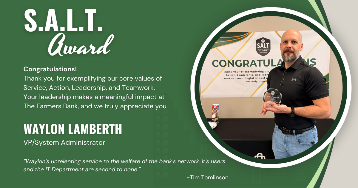 Waylon Lamberth Named First-Ever S.A.L.T. Award Recipient