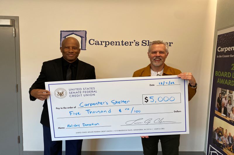 U.S. Senate Federal Credit Union: End of year charitable donations to Carpenter's Shelter 