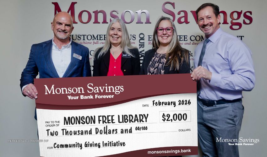 Powered by Community, Monson Savings Bank Supports Monson Free Library with $2,000 Donation