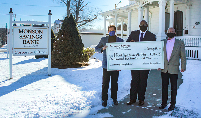 Monson Savings Bank Presents $1,500 Donation to I Found Light Against All Odds, Helping At-Risk Youth
