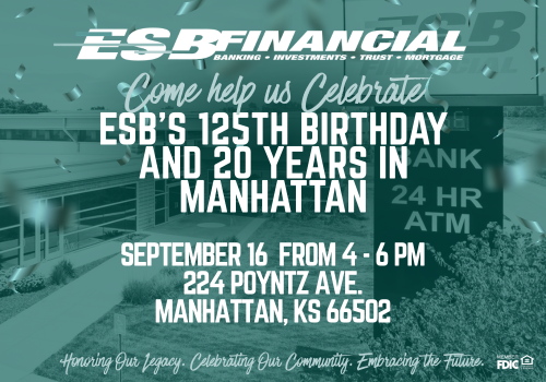 Come celebrate two special milestones with ESB Financial!