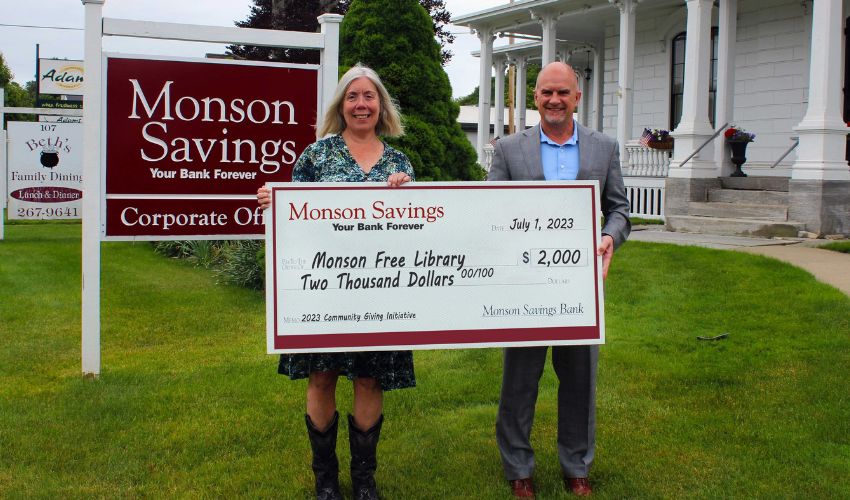 Monson Savings Bank Donates $2,000 to the Monson Free Library