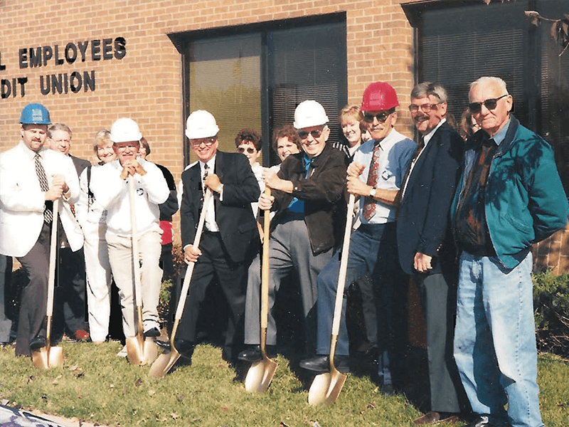 The 1999 groundbreaking for the remodel of Accentra Credit Union's current location.
