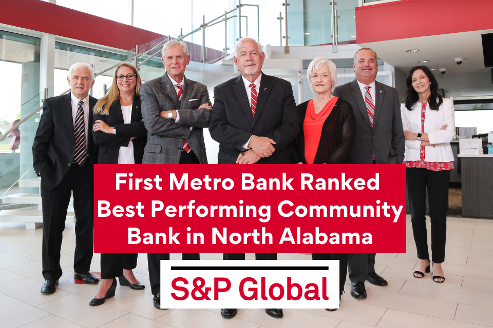 Image illustrating Ranked as the Best Performing Community Bank in North Alabama by S+P Global