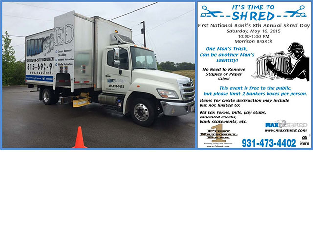First National Bank's 8th Annual Shred Day First National Bank's 8th Annual Shred Day