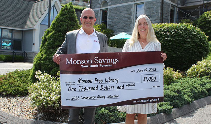 Monson Savings Bank Gives $1,000 to the Monson Free Library