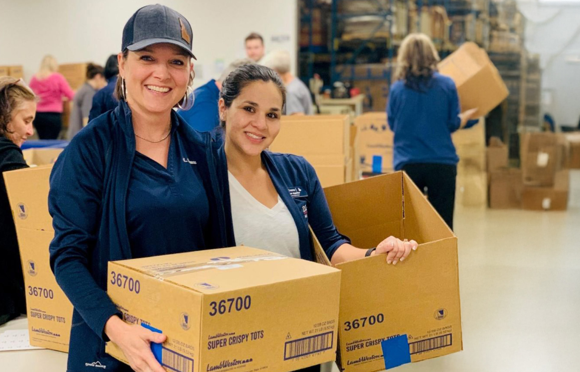D.L Evans Bank employees volunteering at the Idaho Food Bank in Boise, ID.