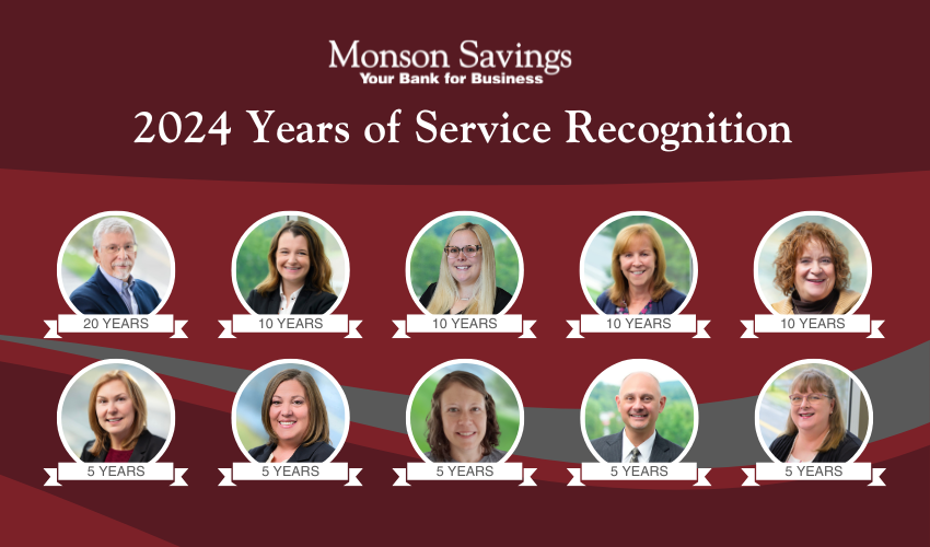 Monson Savings Bank Recognizes Employees for Years of Service