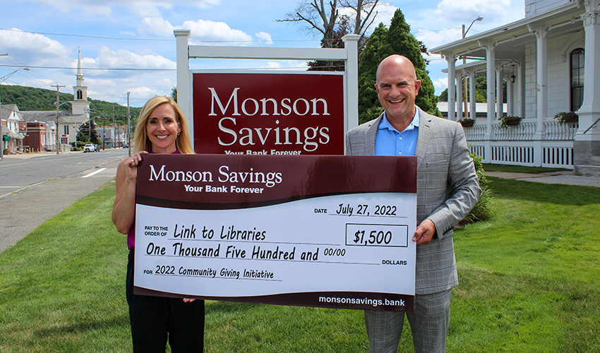 Monson Savings Bank Provides a $1,500 Donation to Link to Libraries
