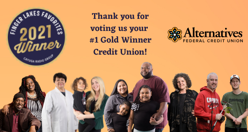 AFCU Voted Finger Lakes Favorites 1st Place Gold Winner Credit Union