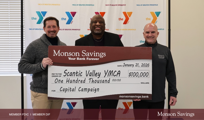 Monson Savings Bank Donates $100,000 to Scantic Valley YMCA's Capital Campaign