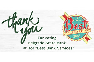Belgrade State Bank Ranked #1 Bank in the Parkland