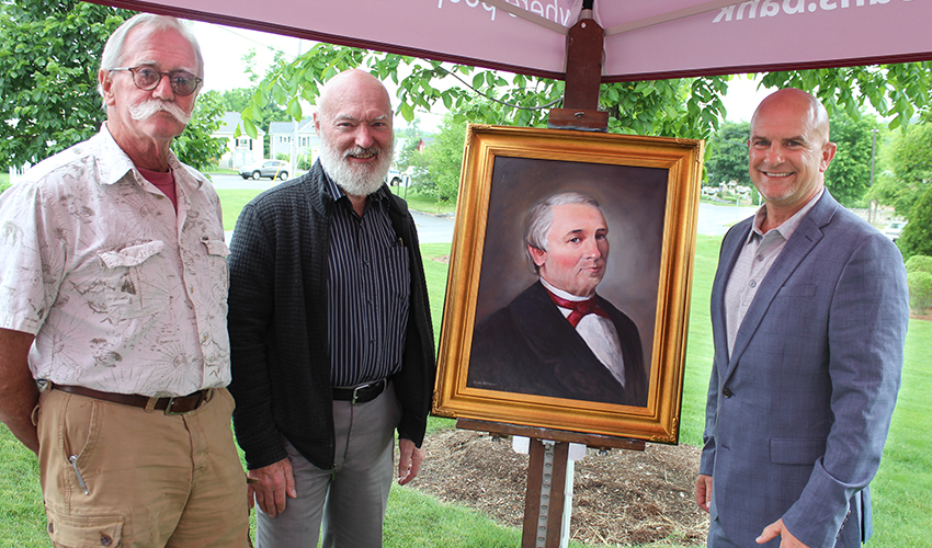 Monson Arts Council Presents Monson Savings Bank with Painting of First President Charles H. Merrick