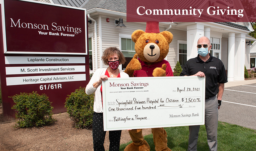 Monson Savings Bank Donates $1,500 to the Shriner's Putting for a Purpose Mini Golf Tournament