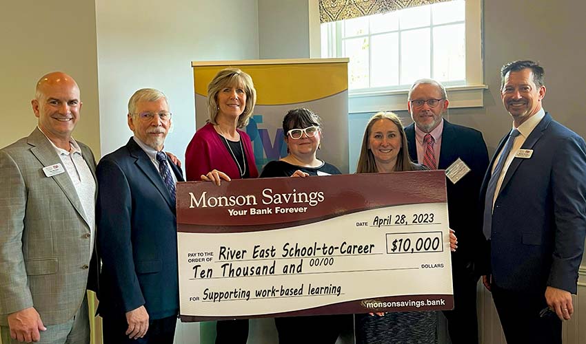 Monson Savings Makes a Surprise $10k Donation to River East School-to-Career