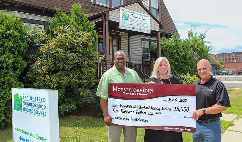 Monson Savings Bank Supports Community Revitalization with $5,000 Donation to  Springfield Neighborhood Housing Services