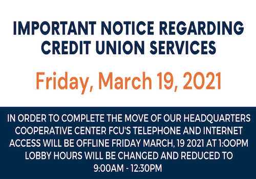 Important Notice Regarding Credit Union Services