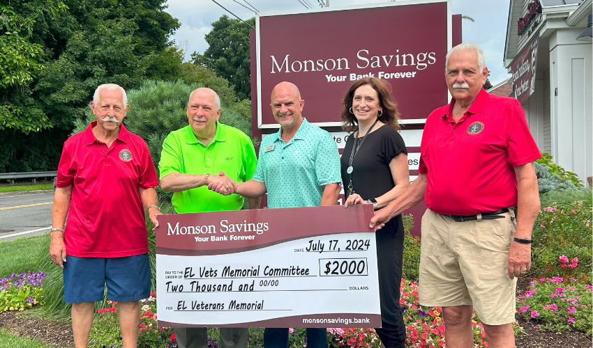 Monson Savings Bank Donates $2,000 to East Longmeadow Veterans Memorial Committee